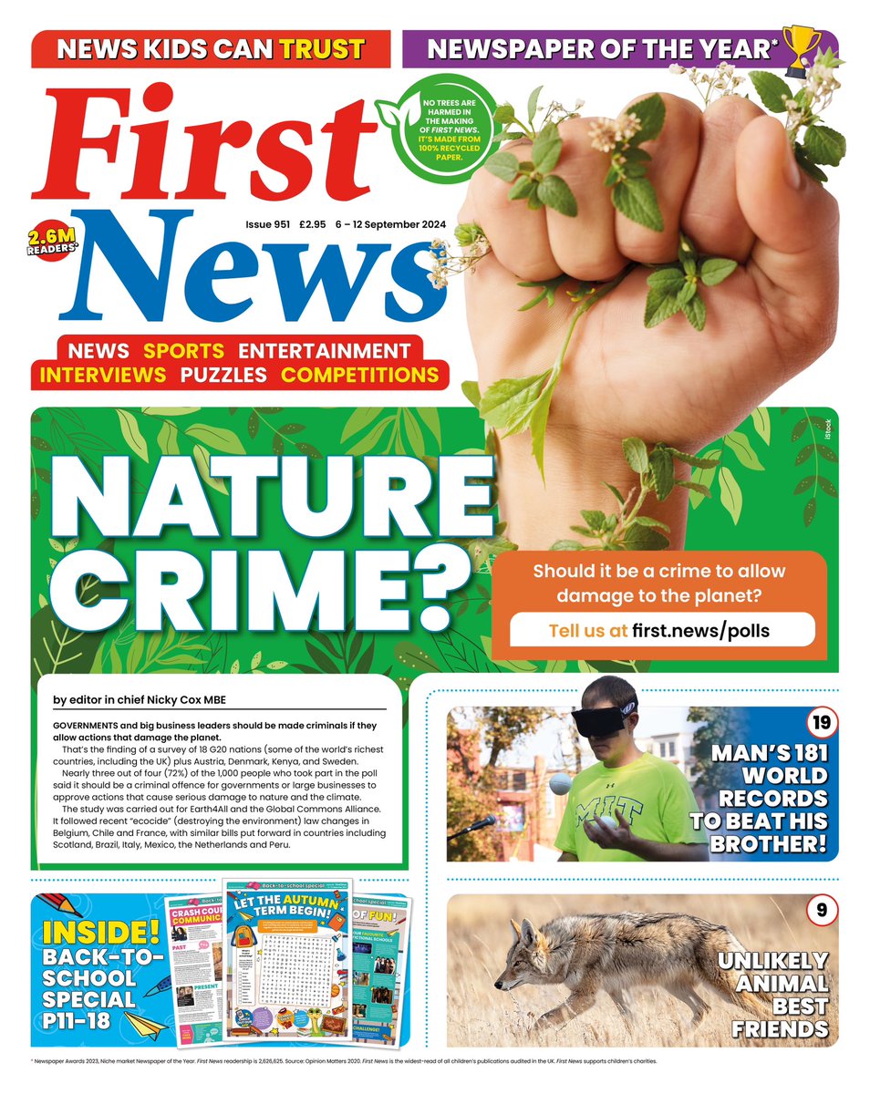 Should it be a crime for governments and big businesses to allow actions that damage the planet?
Vote at first.news/polls
Please repost…