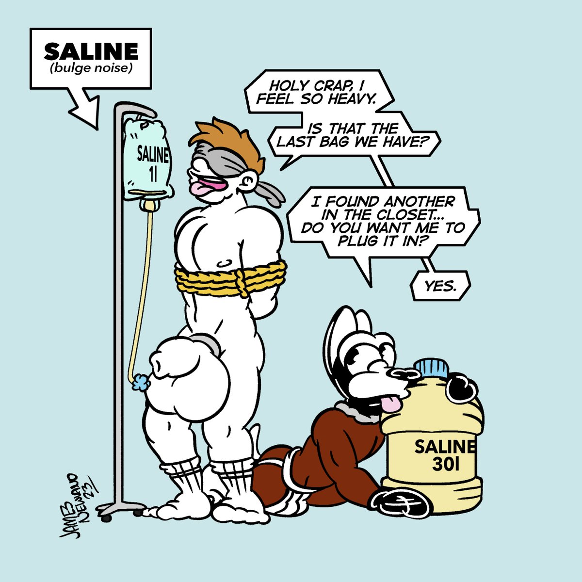 Let's blindfold you and plug in a saline bag or two, you can say 'STOP' when you think it feels heavy enough.
subscribestar.adult/spacepupsilver