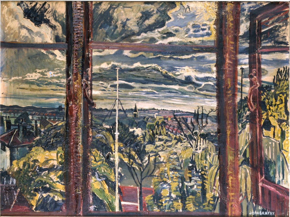 Feeling Autumnal 🍂 

View of Blackheath Hill featuring a dramatic sky rendered in the tradition of the Dutch artist Vincent Van Gogh. 

🎨 John Bratby, 1953

#PaintingLondon