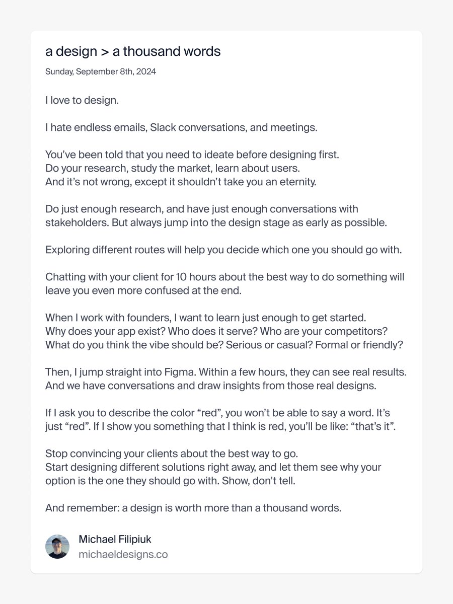 A design is worth more than a thousand words.