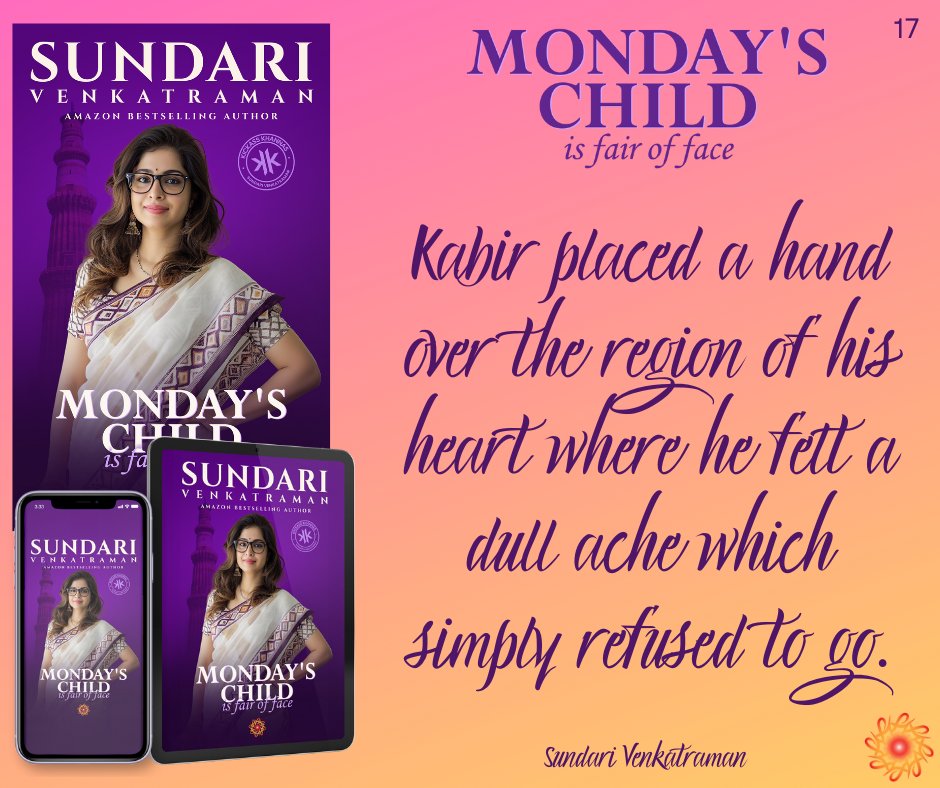 MONDAY'S CHILD is fair of face #MondaysChild #KickassKhannas #romancenovels #KindleUnlimited #romancebooks #romanceclub #bestseller #SundariVenkatraman Kabir placed a hand over the region of his heart where he felt a dull ache which simply refused to go. amazon.com.au/dp/B0D2X23PSJ