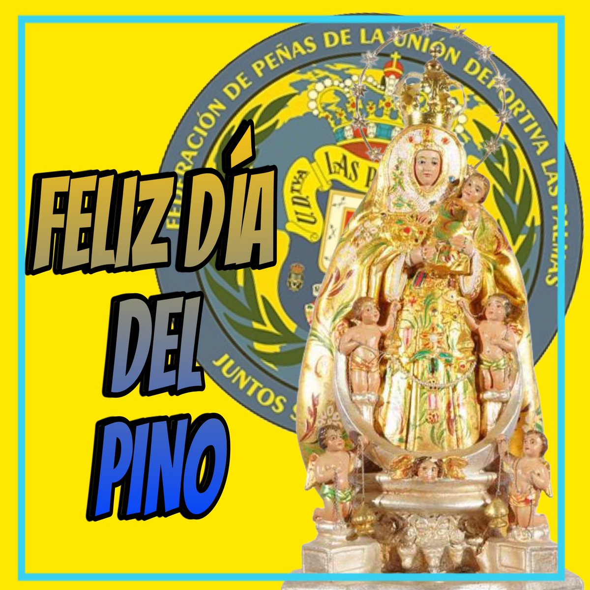 FPUDLP's tweet photo. Hoy celebramos el día de la patrona de nuestra isla. 
¡Felicidades Pinito! 💛💙💛💙 https://t.co/372NnjFDaB