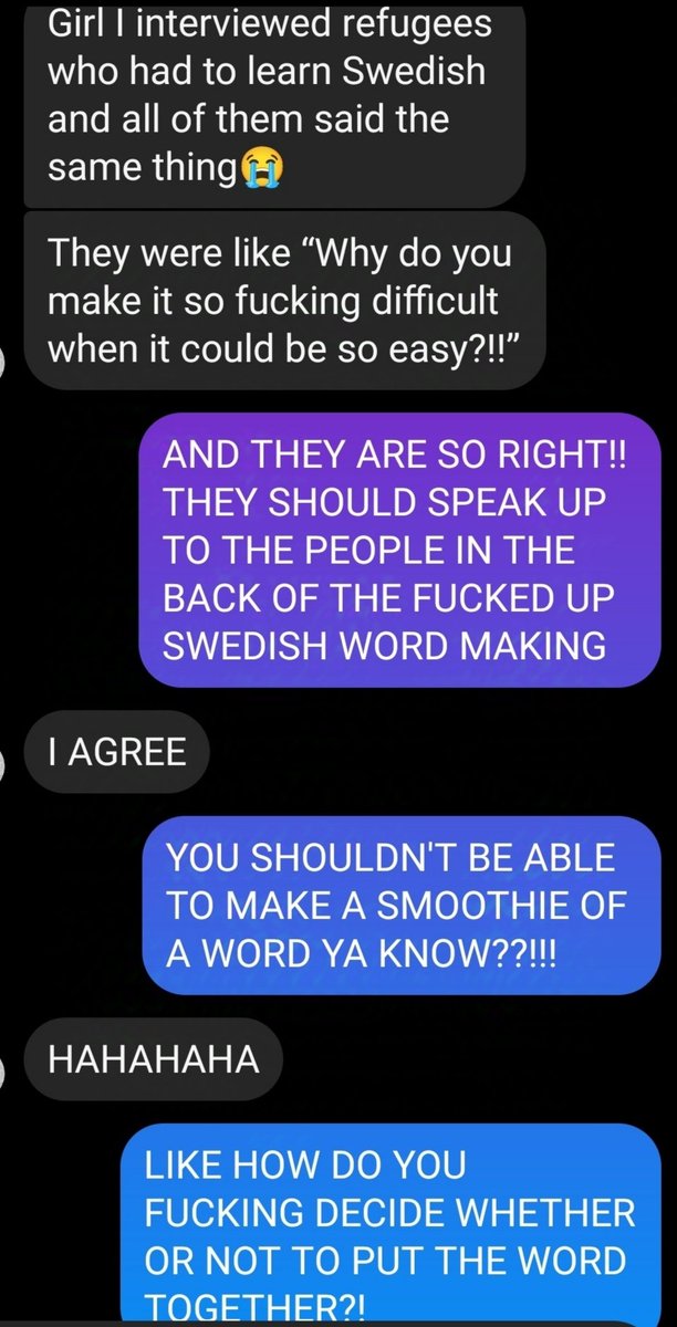 ashytrashbean's tweet photo. I felt that this conversation I had with my cousin about the Swedish language was very cap 🧢 https://t.co/uDuSR9gef9
