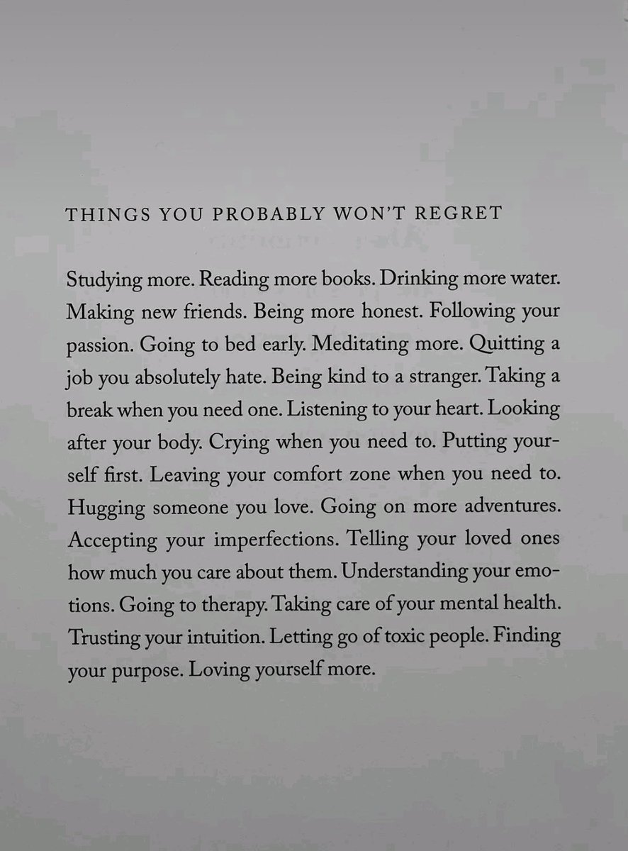 THINGS YOU PROBABLY WON'T REGRET