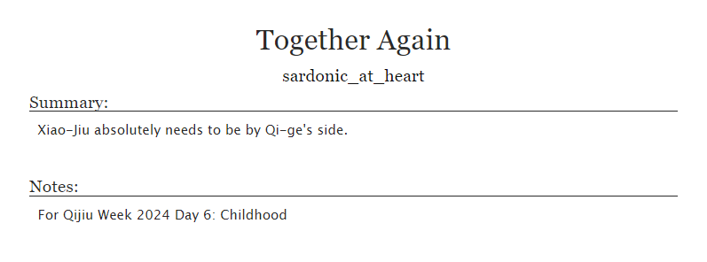 #qijiuweek2024 Day 6: Childhood
👦Canon divergence
👦Happy ending
👦Young sj
👦Young yqy
👦Mxtx character cameos
archiveofourown.org/works/58772116