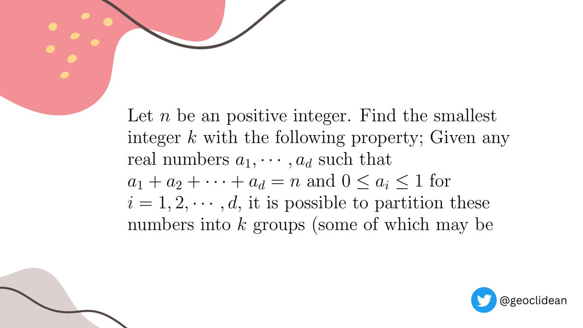 geoclidean's tweet image. IMO Shortlist 2013, Combinatorics #1
#Algorithm #Combinatorics #AdditiveCombinatorics #IMOShortlist