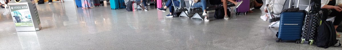 Da un aeroporto italiano affollatissimo con persone sedute per terra ma numerosi posti a sedere vuoti perchè "occupati" da borse pacchi bagagli, lasciati lì e vegliati amorosamente - ma ringhiando a chi si avvicina - dal parentame. Per evitare rischi cammino...