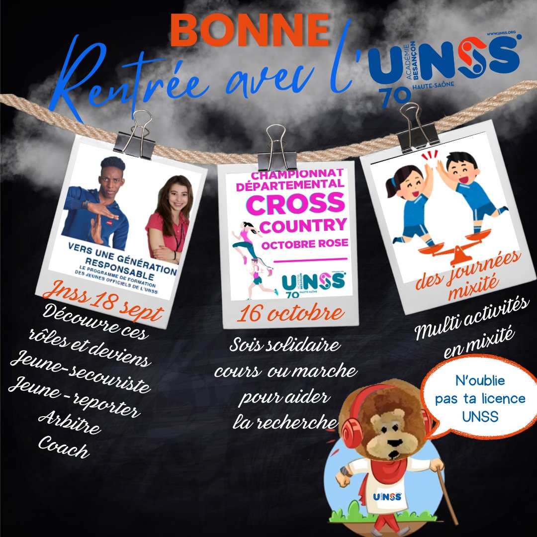 @Unss_70 (@unss_70) on Twitter photo Une année scolaire qui s'annonce pleine d'événements, d'engagement et de partage.
<a href="/DSDEN70/">DSDEN de la Haute-Saône</a> <a href="/acbesancon/">Académie de Besançon</a> #departementhautesaone <a href="/vesoul_and_co/">Vesoul and Co</a> Une année scolaire qui s'annonce pleine d'événements, d'engagement et de partage.
<a href="/DSDEN70/">DSDEN de la Haute-Saône</a> <a href="/acbesancon/">Académie de Besançon</a> #departementhautesaone <a href="/vesoul_and_co/">Vesoul and Co</a>