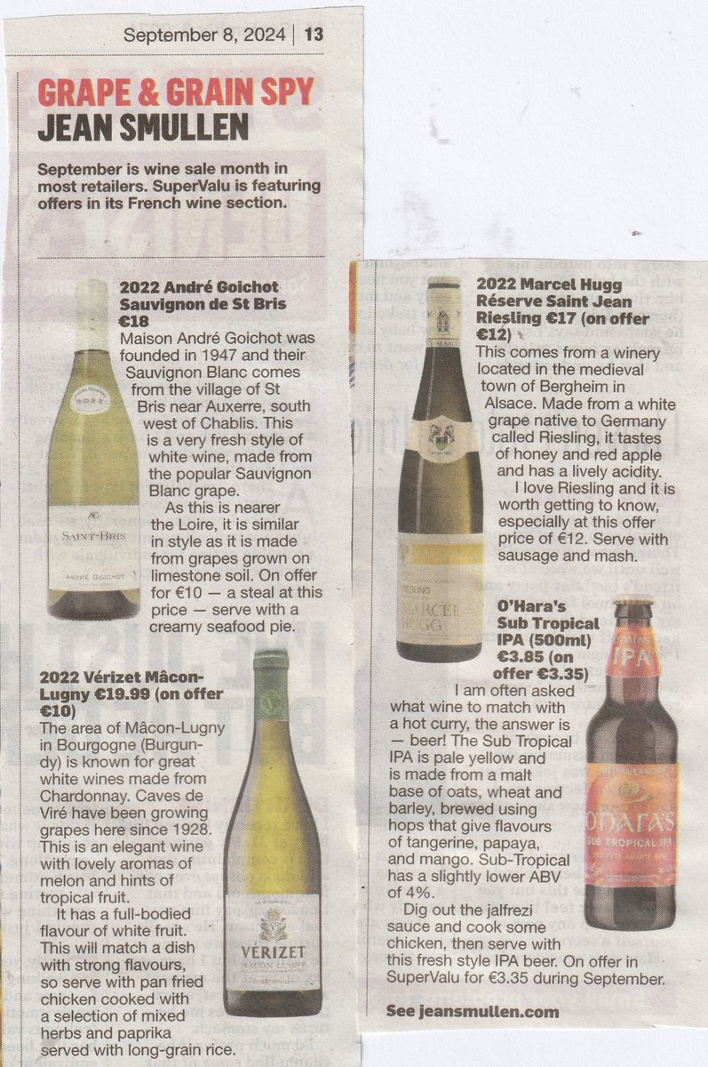 In today's Grape &amp; Grain Spy we highlight wines from SuperValu's French Wine Sale, in store for the month of September