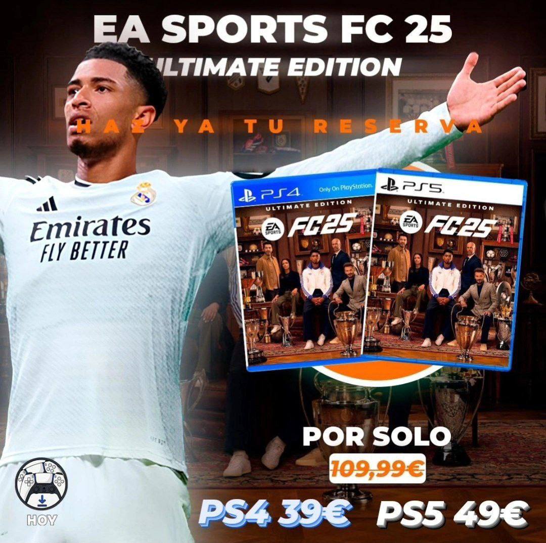 ¡ÚLTIMO DÍA PARA RESERVAR EAFC25! ⚽⚽⚽

OFERTA EXCLUSIVA SOLO PARA QUIEN HAGA SU RESERVA ANTES DE HOY A LAS 0:00 🕗🕗🕗 MAÑANA LOS PRECIOS SUBEN ↗️🆙

Pagas este precio y... ¡Nada más! 🎉

EA SPORTS FC 25 ⚽
Juego completo 🎮
En Castellano 🇪🇦
Oficial y con garantía ✅