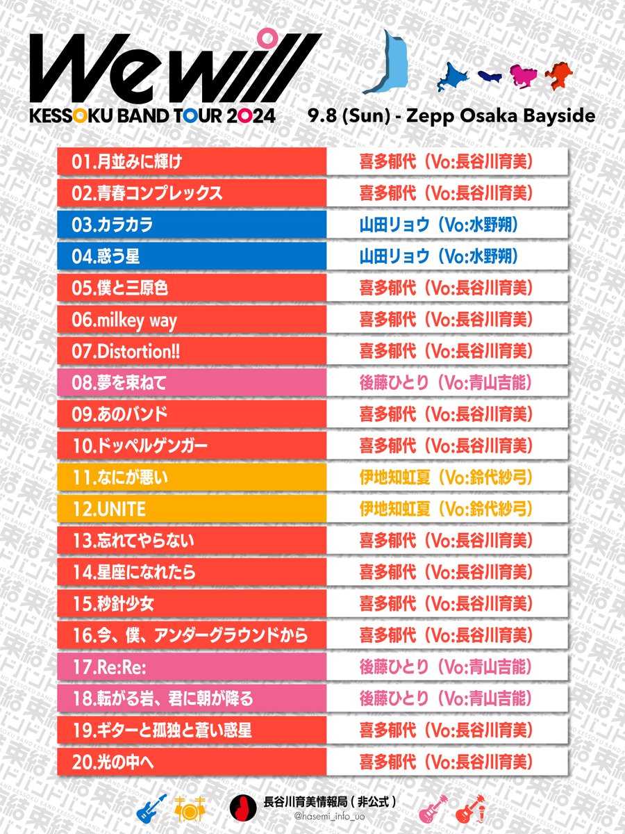 We will 大阪公演セトリ》 「結束バンド ZEPP TOUR 2024 “We will