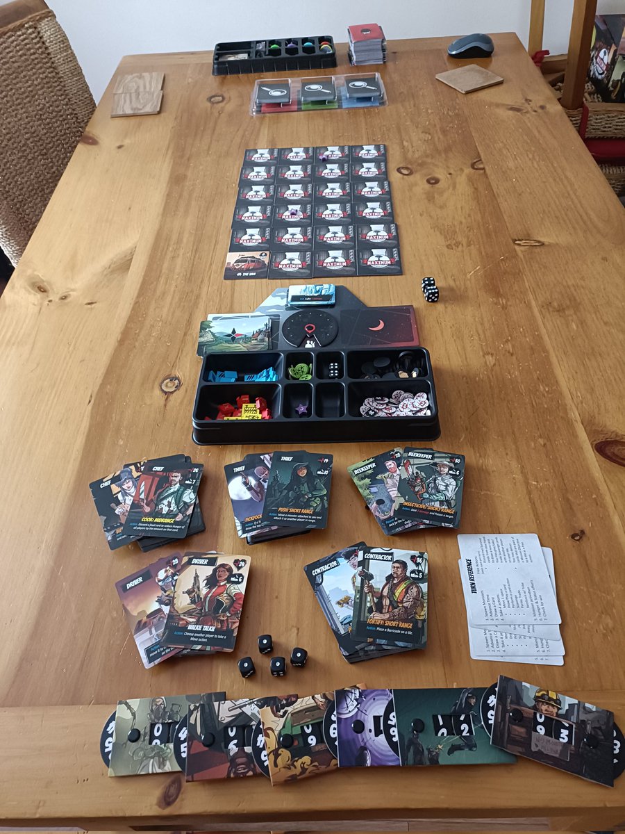 All set up for a day of games. First up, a run through a chunk of Maximum Apocalypse: Wasted Wilds!