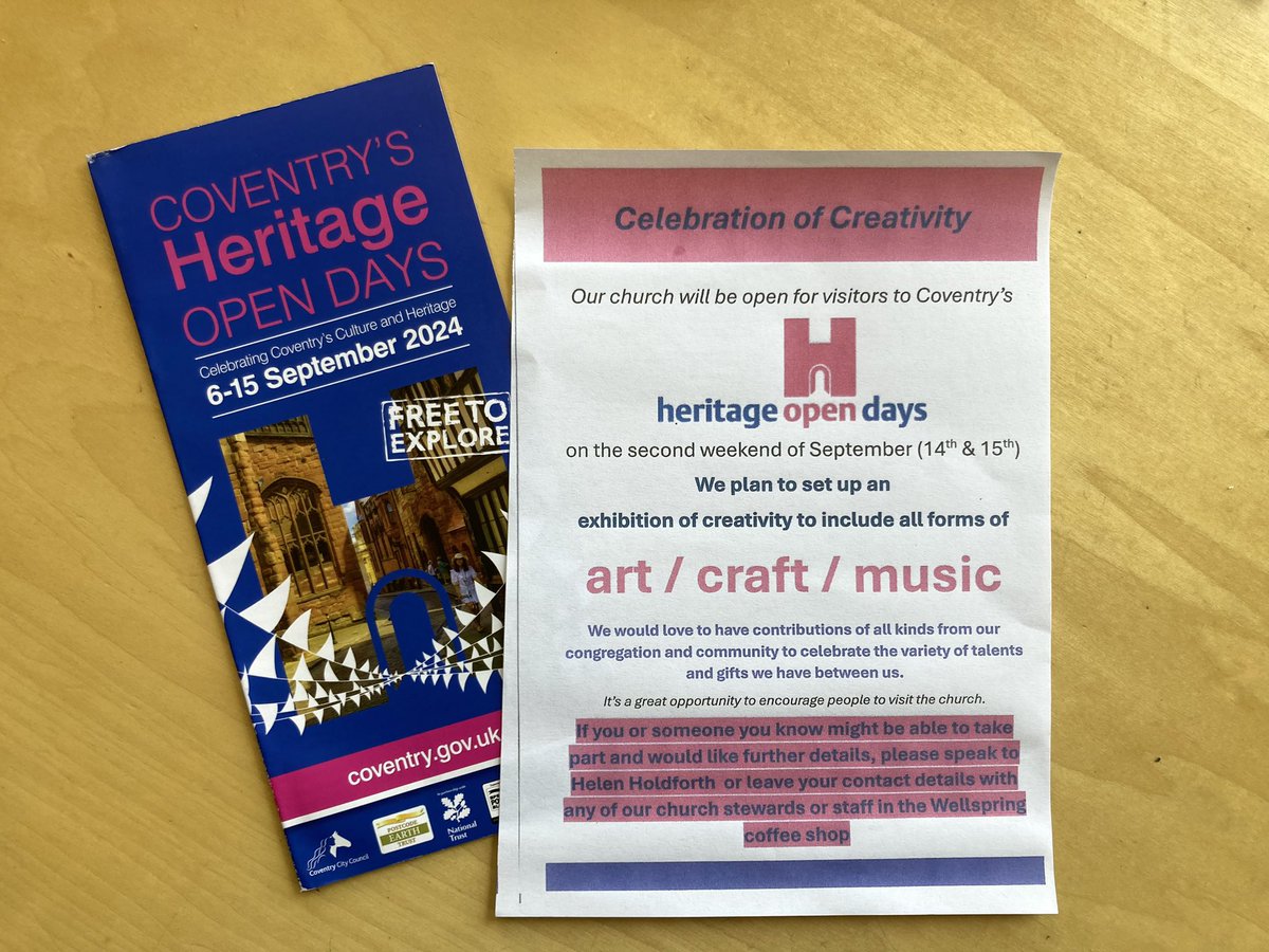 We will be open next weekend as part of the Heritage Open Days. Come along and see our exhibition of creativity.