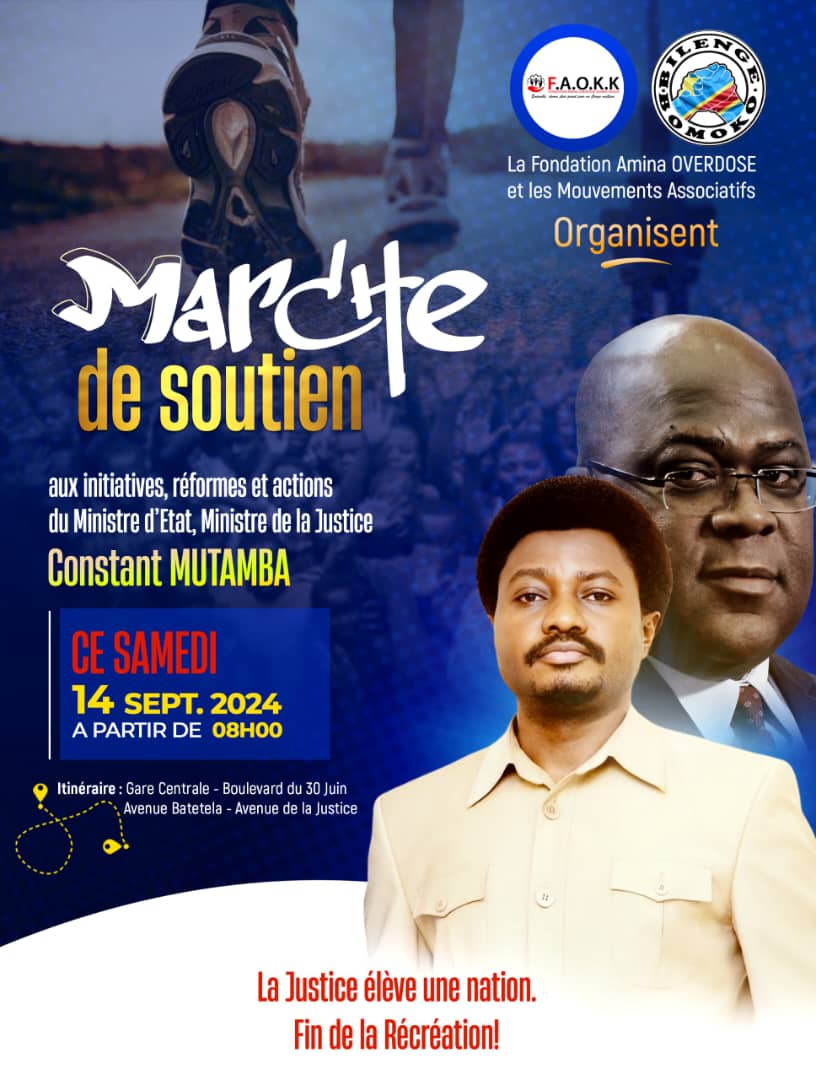 BilamboPat30382's tweet photo. #Kinshasa : #fondation #Amina #Overdose et les #Mouvements #Associatifs, Organiser Marche pour soutenir le Ministre @ConstantMutamba,  j'invite tous les kinois à aller marcher  Ensemble avec #F.A.O.K.K https://t.co/F9tv5pTWUD