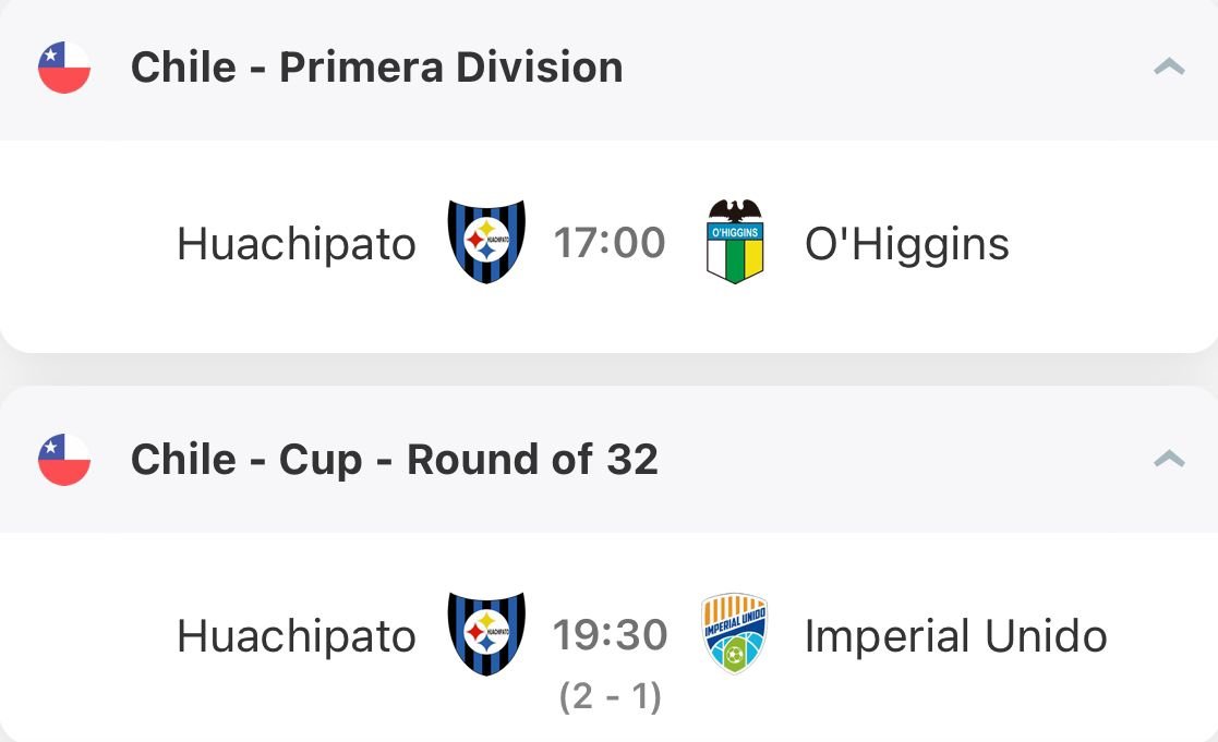 🇨🇱📅 A big day awaits Chile's reigning champions Huachipato, who will play two games in two competitions back-to-back today.

A congested schedule due to international fixtures means a league game vs. O'Higgins will be followed by a cup tie vs. Imperial Unido 30 minutes later!