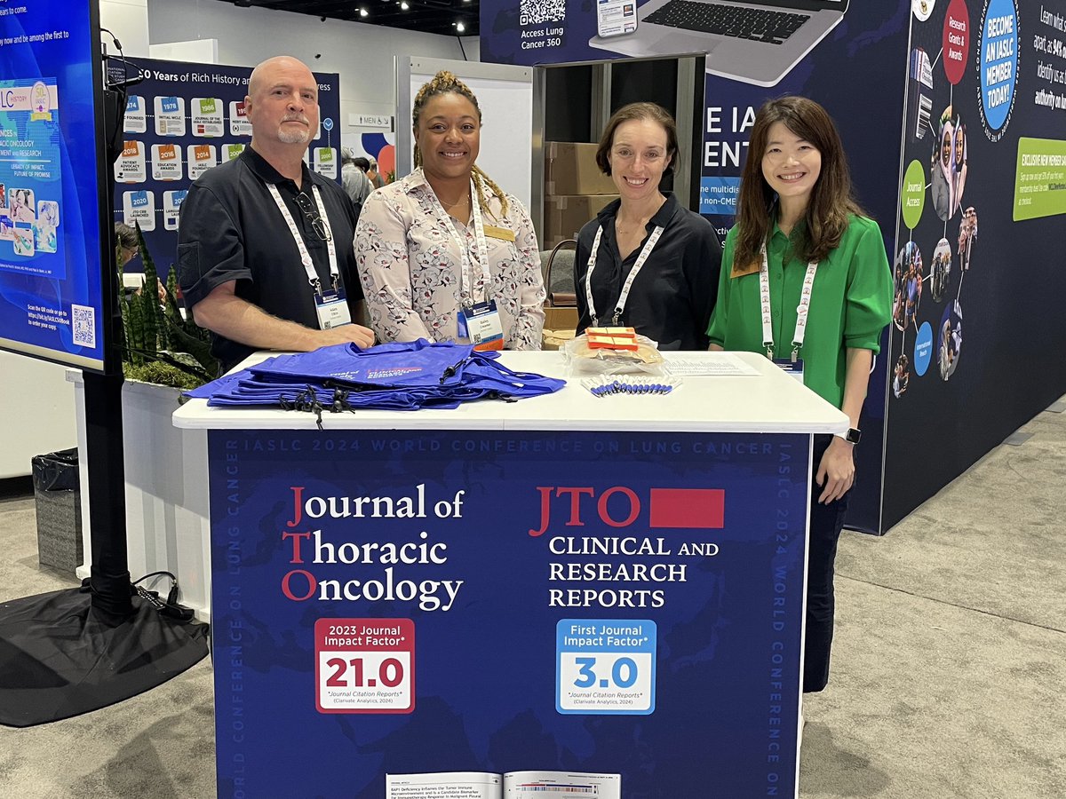 #WCLC24 The JTO and JTO CRR editorial teams are excited to meet you all! Stop by the Journals booth 1610 at Exhibit Hall <a href="/IASLC/">IASLC</a> <a href="/JTOonline/">JTO & JTO CRR</a> #JTO #JTOCRR #lcsm