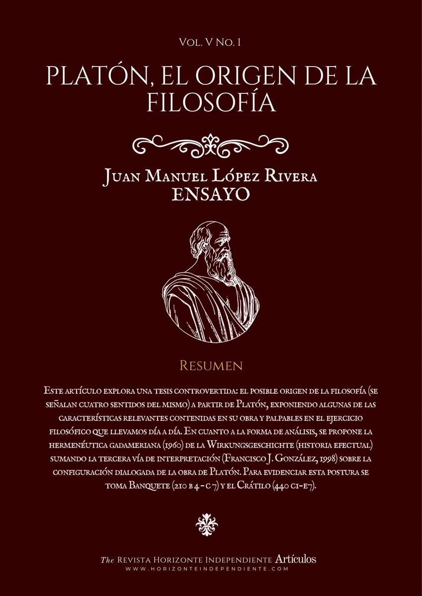 HorizonteIndep1's tweet photo. Título: Platón, el origen de la filosofía.

Autor: Juan Manuel López Rivera.

Palabras clave: origen, comienzo, filosofía, búsqueda, amor.

Páginas: 1-23.
Disponible en nuestra página web; sección de “ediciones” y “números”.

https://t.co/I70SCRicwE https://t.co/jY8zGLmkBF