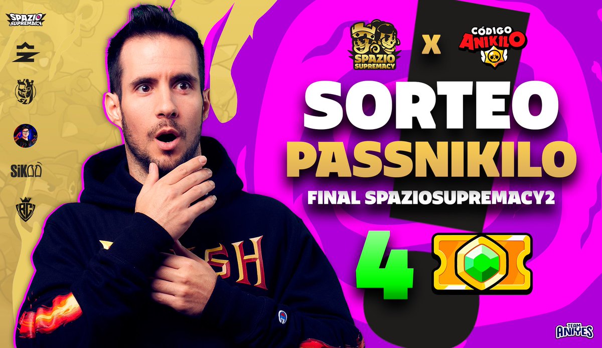 ¡SORTEOS! 👽

¡Hoy es el día para presenciar la competencia de Spazio Supremacy Season 2 y participar en nuestros increíbles sorteos! 💥

Esta vez tenemos para ustedes 4 pases de <a href="/SquadBustersx/">Squad Busters</a> gracias al apoyo de “AnikiloGamer y MyYes_” 💫

🟣 Requisitos:

1. Sigue a: