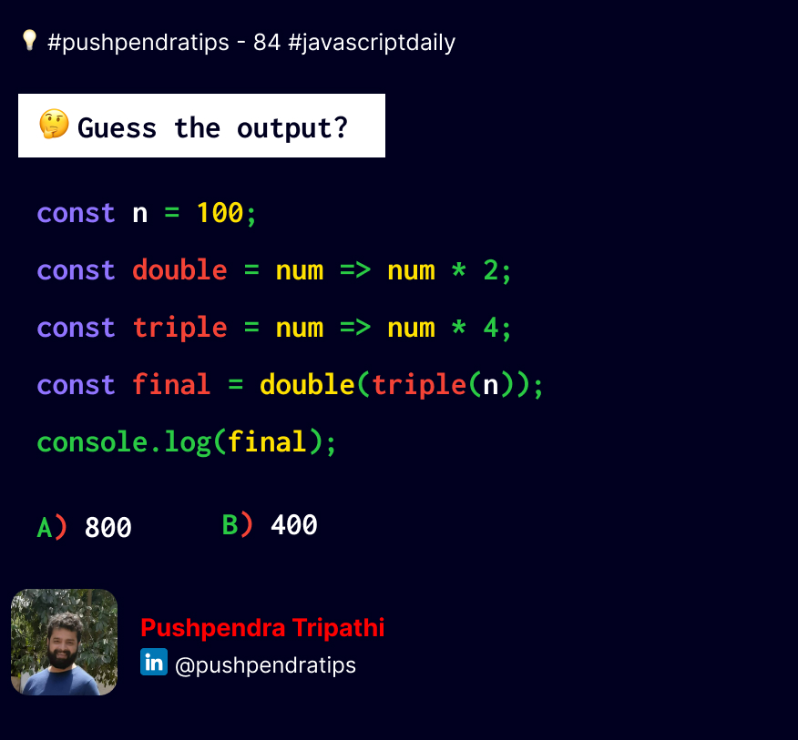 pushpendratips's tweet image. ๐ก #pushpendratips - 84 #javascriptdaily
๐ค ๐ฎ๐๐๐๐ ๐๐๐ ๐๐๐๐๐๐?
#javascript #mern #React