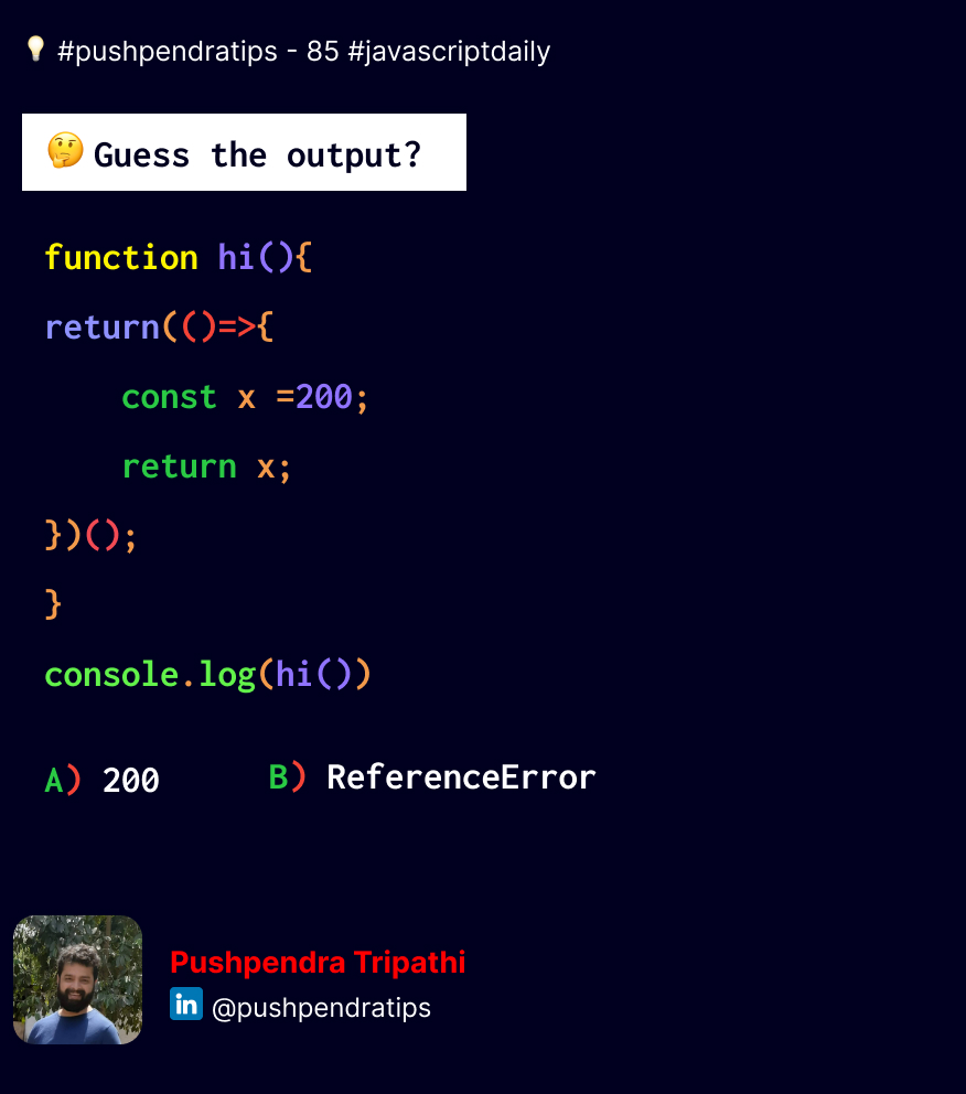 pushpendratips's tweet image. ๐ก #pushpendratips - 85 #javascriptdaily
๐ฎ๐๐๐๐ ๐๐๐ ๐๐๐๐๐๐?
#javascript #mern #React