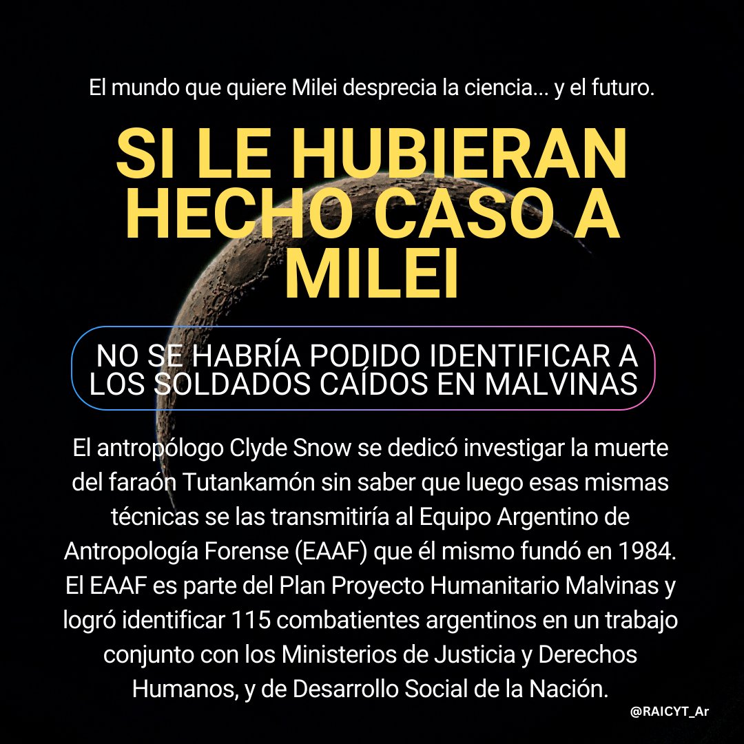 Muchos avances que parecieron 'inútiles' en su momento, y no hubieran sido financiados por Milei, han tenido un impacto muy profundo para nuestro país. Éste es un caso muy importante que marcó a nuestra sociedad.

#BastaMilei 
#CienciaEnPeligro