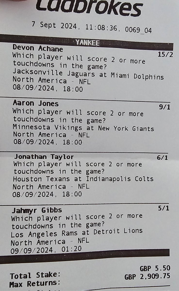 NFLuktips's tweet image. And it's #NFLSunday here are all my #NFLBets ive looked over a few games all the online bets were free bets with PP and BF the betting slipd were all with Ladbrokes BOL if  your following!