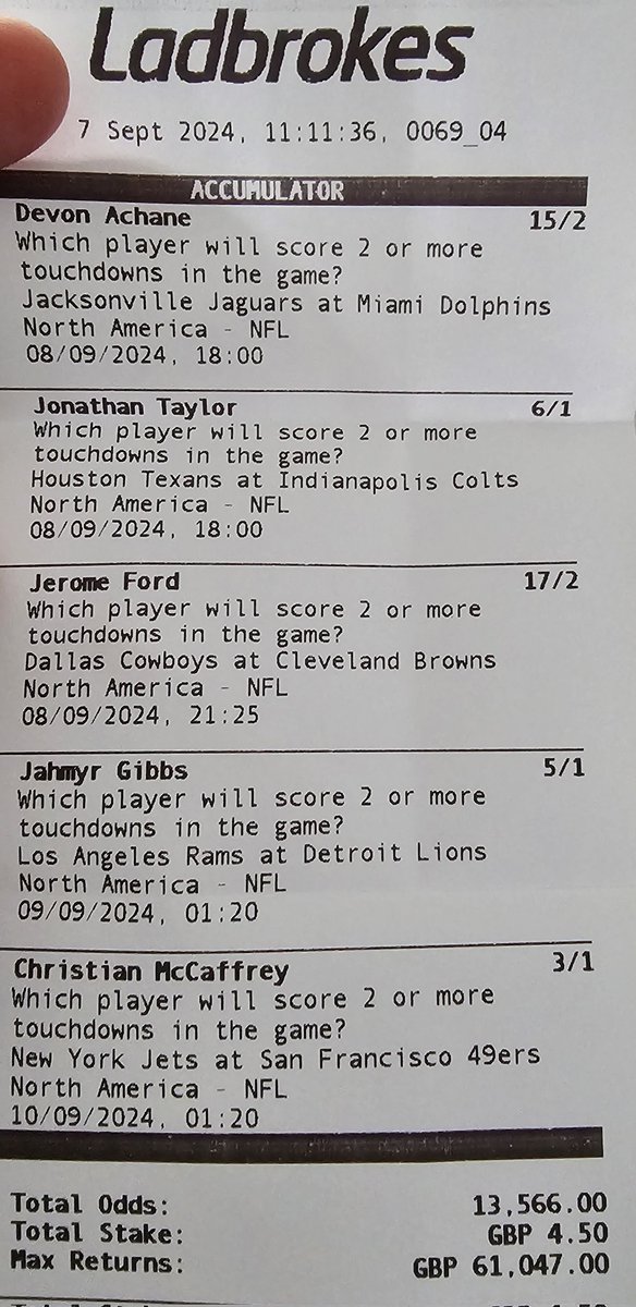 NFLuktips's tweet image. And it's #NFLSunday here are all my #NFLBets ive looked over a few games all the online bets were free bets with PP and BF the betting slipd were all with Ladbrokes BOL if  your following!