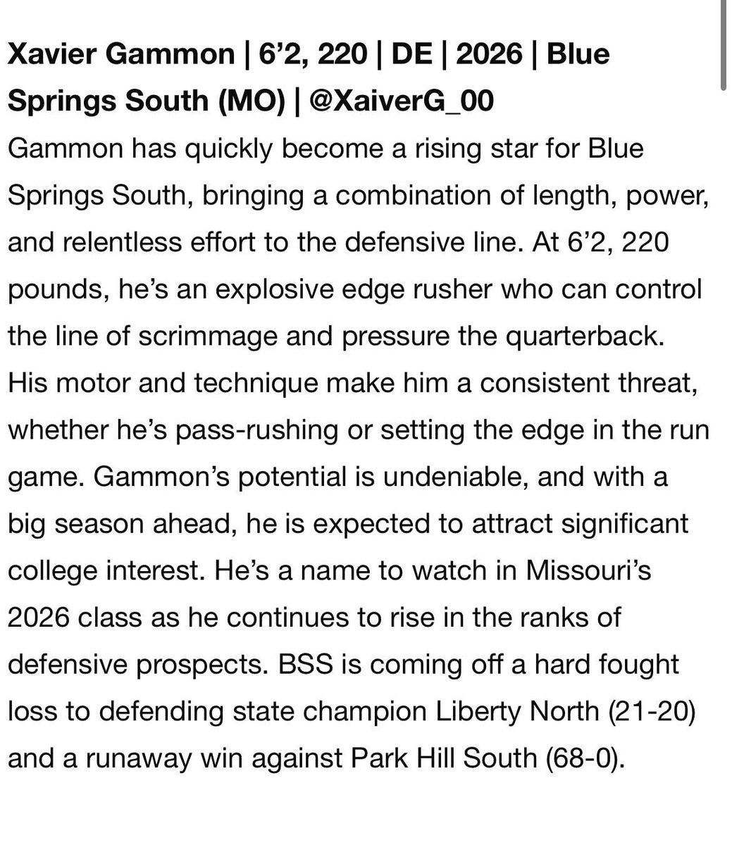 Xavier Gammon (@xavierg_00) on Twitter photo Thank you <a href="/6starfootballMO/">Six Star Football | MISSOURI</a> for the write up. <a href="/JaguarsBss/">Blue Springs South Football</a> <a href="/CoachWilmes25/">Coach Alan Wilmes</a> <a href="/OJsimpso32/">OJ Simpson</a> <a href="/T_Verd_/">Travis Verdi</a> <a href="/JPRockMO/">JP Rock</a> Thank you <a href="/6starfootballMO/">Six Star Football | MISSOURI</a> for the write up. <a href="/JaguarsBss/">Blue Springs South Football</a> <a href="/CoachWilmes25/">Coach Alan Wilmes</a> <a href="/OJsimpso32/">OJ Simpson</a> <a href="/T_Verd_/">Travis Verdi</a> <a href="/JPRockMO/">JP Rock</a>