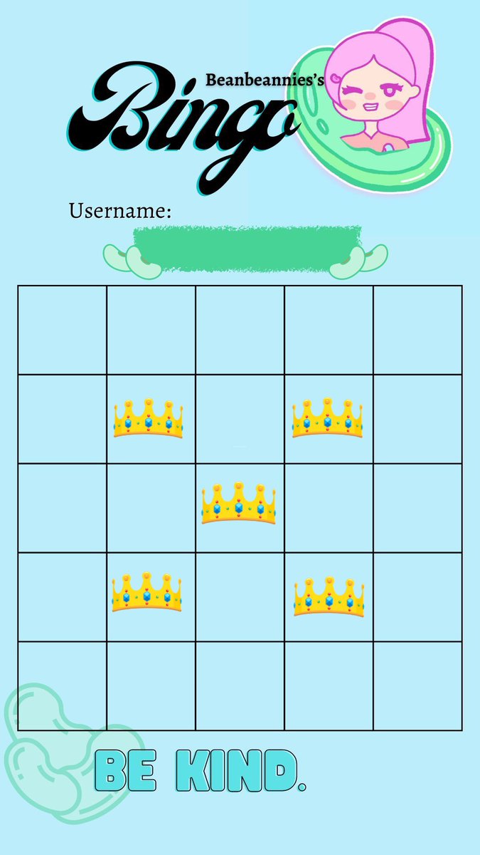 beanbeannie25's tweet photo. #BEANGO
ROUND 3
Prize: 50php
Pa-DM po pag beango na: "CROWN"
Pattern: See pic below 👇
reminders: dapat po may tantos and nakikita yung numbers for checking tysm https://t.co/kgdrVJB1bM