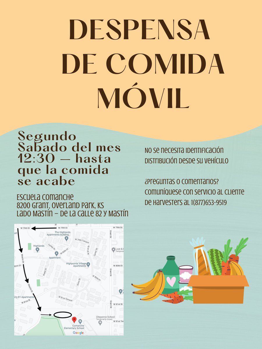 The mobile food pantry is Saturday (9/14)!  Many arrive EARLY and the event will start early, if we are setup before the official start time.  This event is open to all in the community. #ForTheHerd #ComancheCares <a href="/theSMSD/">SM School District</a> <a href="/WRidgeMS/">Westridge MS</a> <a href="/SMWestOffice/">SM West Office</a>