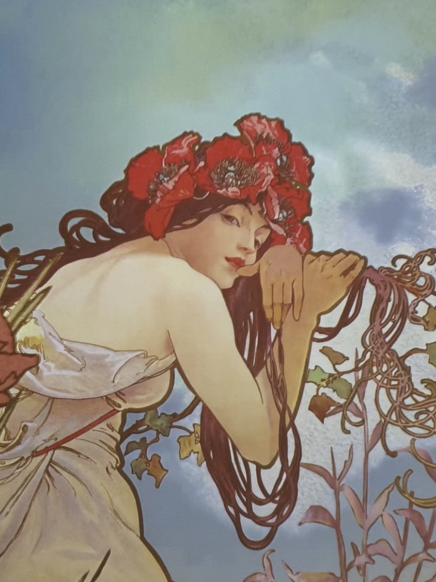 The romance of Alphonse Mucha (1860-1939) is currently exhibited in Sydney. Unmistakable Mucha women are loosely draped, and their locks flow in Art Nouveau swirls. More than mere posters, their exquisite glory transforms my mood, and I lightly walk away with dancing steps.