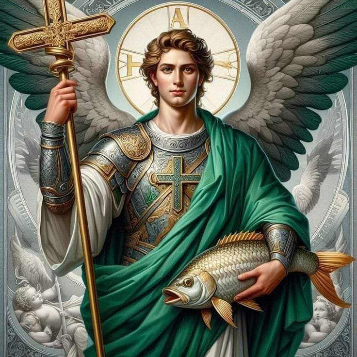 السلام لك يا رافائيل 🪽💚 ..
صاحب الأسم الأمين.
شفاء لكل عليل.
معونة لكل حزين. 
مفرح القلوب الأمين.

تفسير إسمك فى أفواه كل المؤمنين،
الكل يقولون يا إله الملاك رافائيل أعنا أجمعين 

- عيد تذكار الملاك الجليل رافائيل