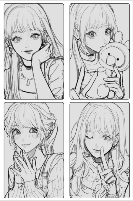 途中経過パート2 全部で7人と言ったな あれは嘘だ 8人描いた ここから塗る 