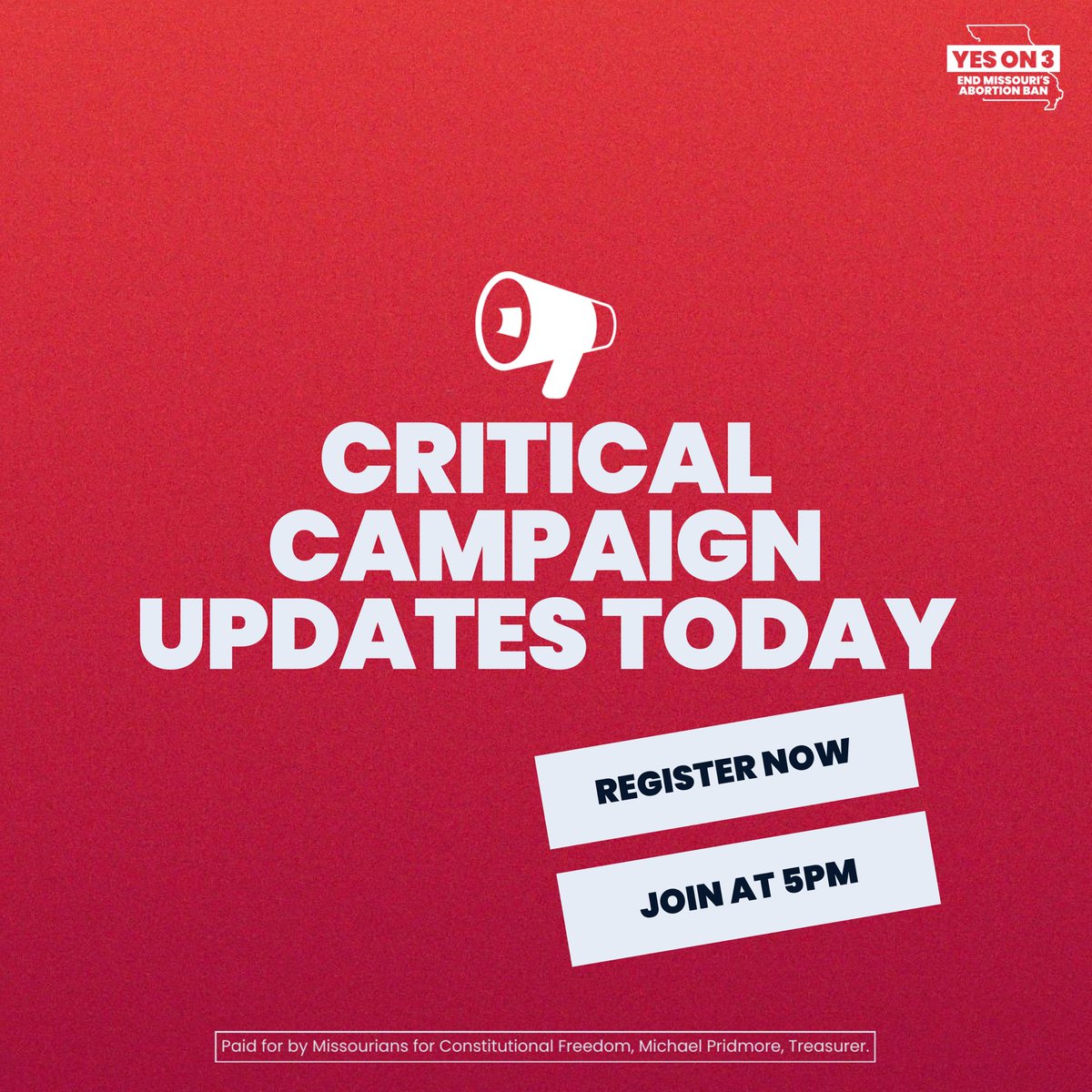 The Yes on 3 campaign received a court ruling that attempts to kick us off the November ballot! We're appealing the ruling and the fight is far from over! Please join us TODAY at 5 p.m. for  updates from the campaign and learn how to support our fight!
mobilize.us/mfcf/event/688…