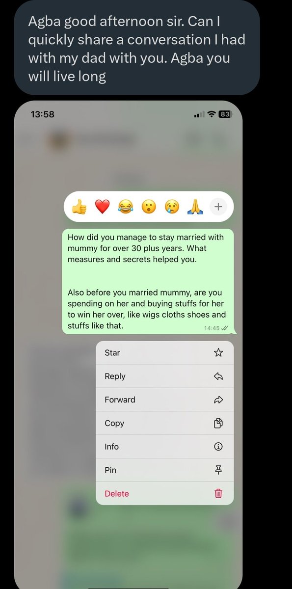 jon_d_doe's tweet photo. Please read a conversation between a man and his father that has been married for 47 years.

Note the points his father gave, &amp; note points 6, 11 and 12 as well.

Do they ring a bell?

Also, on his 50/50 response, does it remind you of a submissive wife leading from behind?👇 https://t.co/LaukLgXpRk
