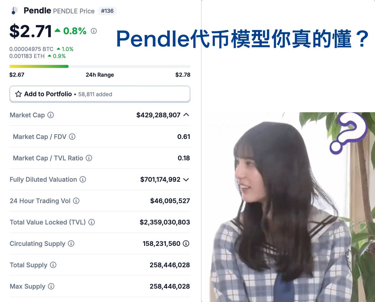 3lbn3qrekoj's tweet photo. 坊间说明 $PENDLE 代币模型、增发、市值等内容，误读甚多… 等 @pendle_fi 中文大使Vinc来给大家一次过解谬

🧵书签转发这帖子，因为这就是权威解说 (屁) https://t.co/K5k8aNdIaH