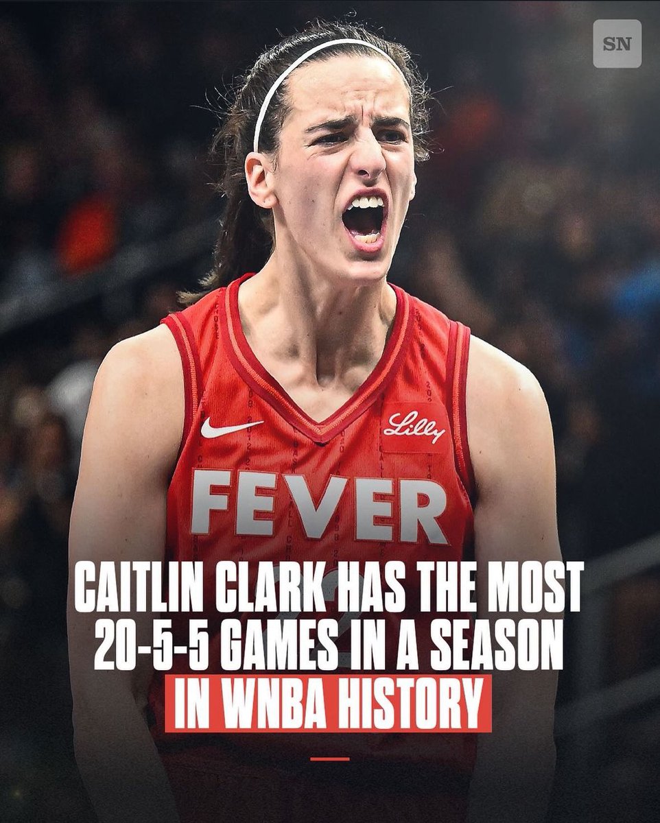 Clark Coverage (@clarkcoverage) on Twitter photo Caitlin Clark has the most 25/5/5 games in a season in WNBA history😳
📸: <a href="/sportingnews/">The Sporting News</a> | #FeverRising | #WNBA Caitlin Clark has the most 25/5/5 games in a season in WNBA history😳
📸: <a href="/sportingnews/">The Sporting News</a> | #FeverRising | #WNBA