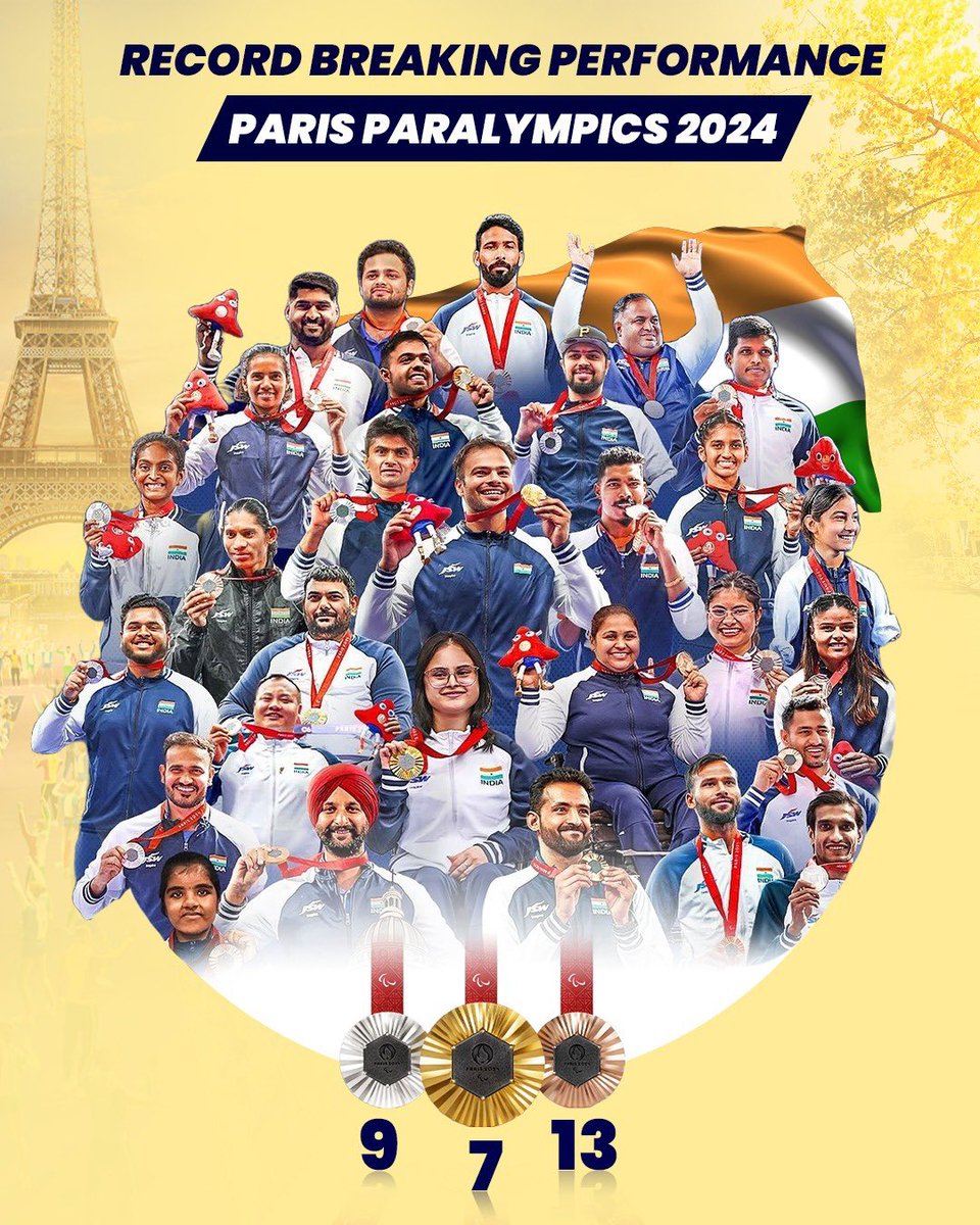 As I watch our para-athletes make history at the #Paris2024 Paralympics with a remarkable 29 medals, including 7 golds, my heart swells with pride. Each of you has not just won medals, but won hearts. India stands with you, celebrating your journey, and I personally couldn’t be