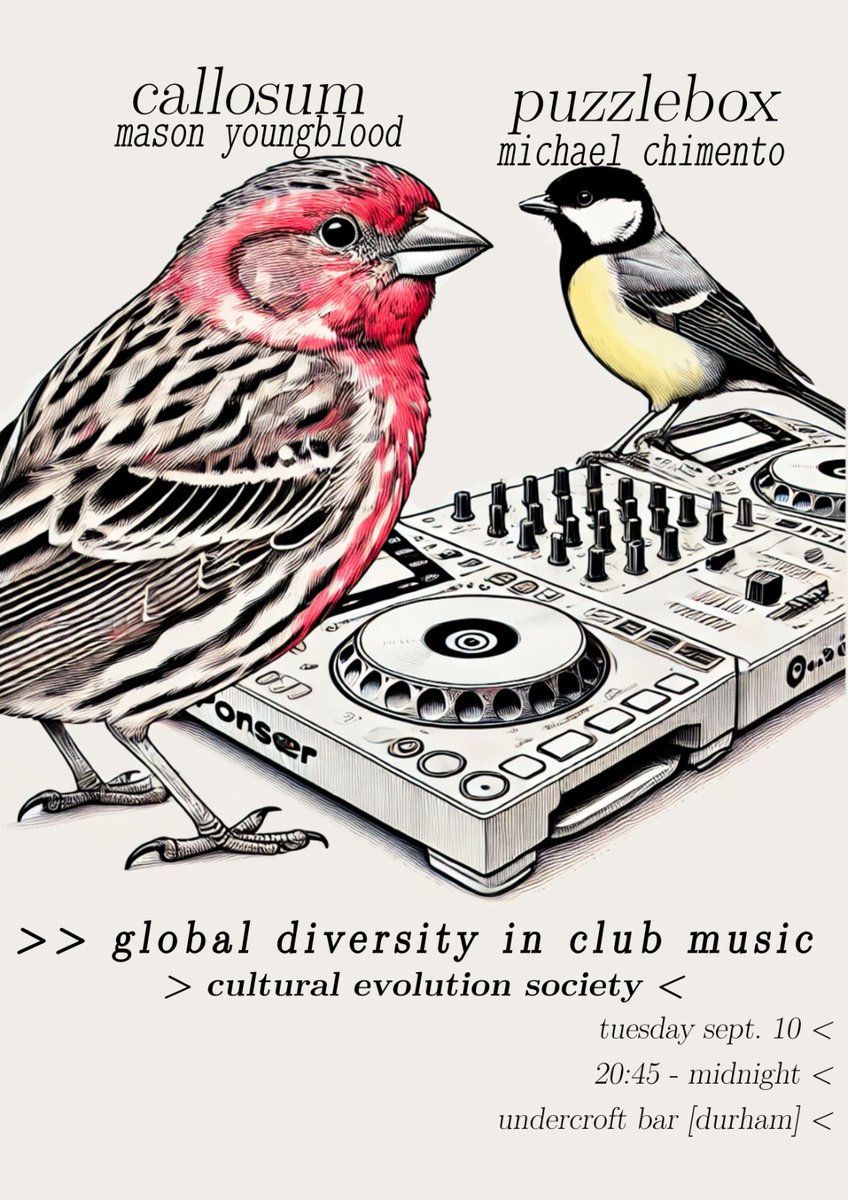 Michael Chimento (@evogom) on Twitter photo Made it to Durham for #CES2024, looking forward to a week of hxc CE and SL chat! And after the conf dinner, <a href="/MasYoungblood/">Mason Youngblood</a> and I will be DJing an event celebrating the diversity (and richness?) of club music for <a href="/CulturalEvolSoc/">Cultural Evolution Society</a> peeps Made it to Durham for #CES2024, looking forward to a week of hxc CE and SL chat! And after the conf dinner, <a href="/MasYoungblood/">Mason Youngblood</a> and I will be DJing an event celebrating the diversity (and richness?) of club music for <a href="/CulturalEvolSoc/">Cultural Evolution Society</a> peeps