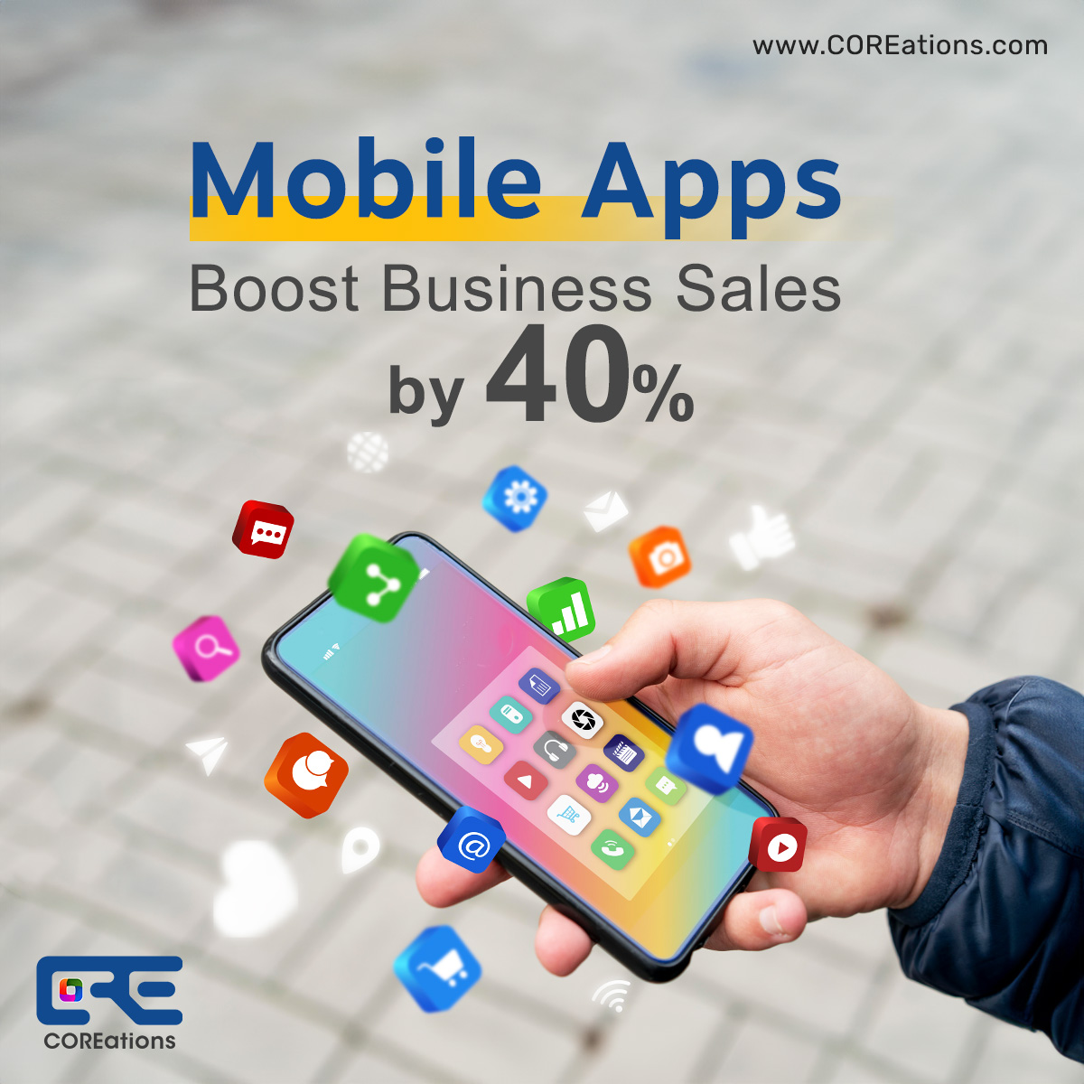COREations's tweet photo. 40% increase in sales awaits you! 🌟 With COREations, we'll help you design and develop a mobile app that achieves your goals and increases your profits.

🔗 Visit Our Website: https://t.co/OiVRuDDQwo

 #COREations #COREdevelopment https://t.co/YWohaiOMY2