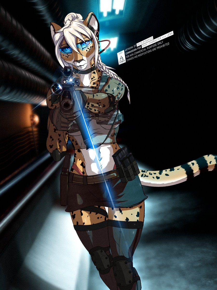 Commission finished for Knox on FA. Enjoy #tacticool #cheethawaifu !  🩵🐯 💥

#deltadynamics #anthroart #furryart