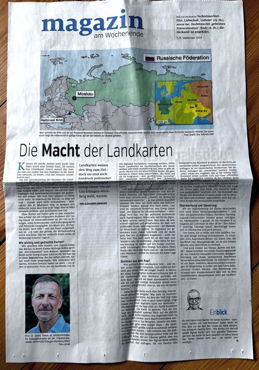 "Die Macht der Landkarten": Gespräch mit <a href="/AJungkunz/">Alexander Jungkunz</a> @NN_Online @nordbayern im Magazin der #Nürnberger_Nachrichten zur Transformation von Karten und geographischen Informationen im digitalen Zeitalter... und den politischen Dimensionen dieser Transformation.