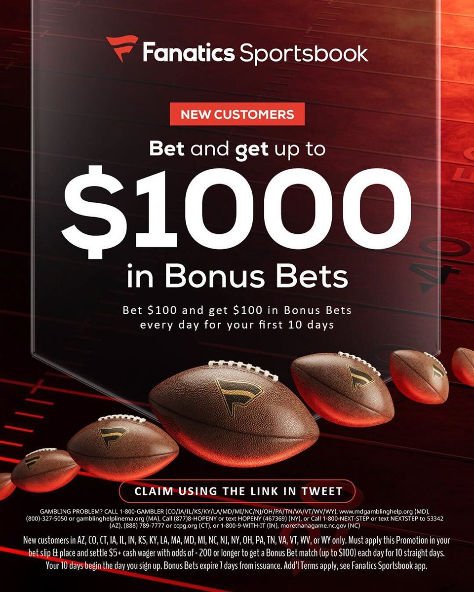 🏈 1pm Redzone Bingo Parlay.

All these props are available at Fanatics: Make sure you take advantage of their $1000 offer if you haven't yet.

Claim here 👉🏼 bit.ly/FanFree1000

Let's tick off all eight picks and land a big one!

21+ Only.