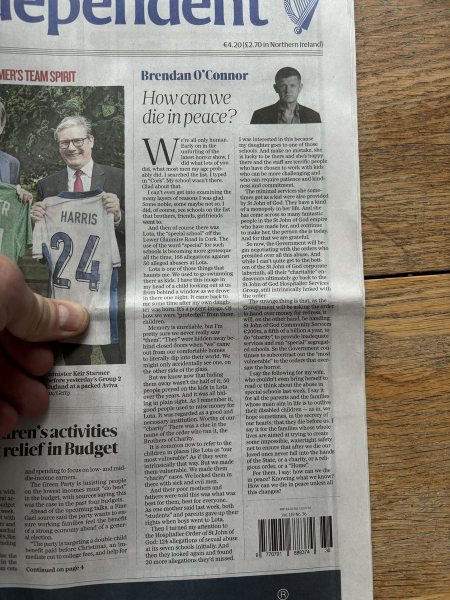 Lots of coverage of report of the Scoping Review into Historical Sexual Abuse in Schools in today’s papers. 

2 outstanding pieces that I hope everyone reads are by Deirdre Kenny, CEO of <a href="/oneinfourirish/">One in Four</a> in Irish Mail on Sunday &amp; another from <a href="/RadioBrendanRTE/">Brendan O’Connor</a> in Sunday Independent