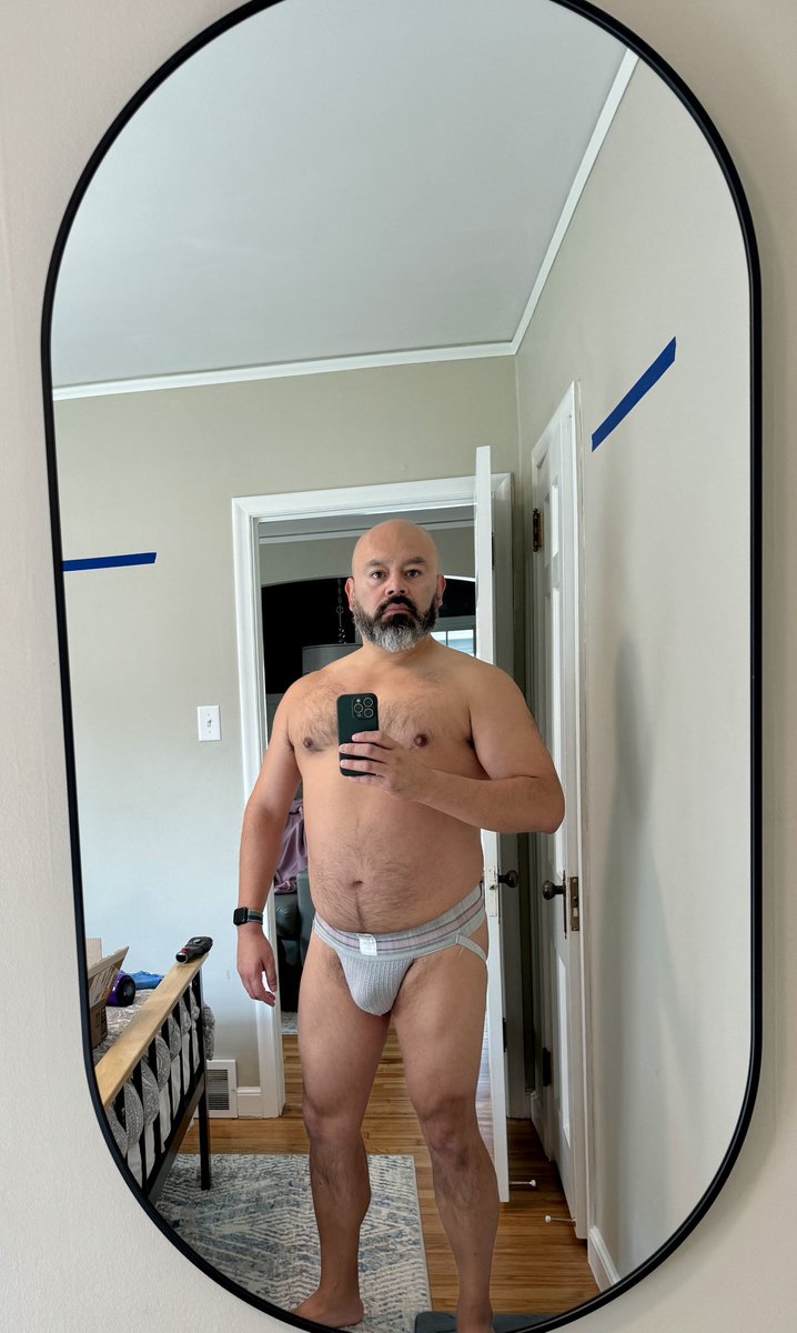 Swapped out mirrors. Making sure this one works. #gym #jockstrap keeping m cozy. Need more cardio 😅