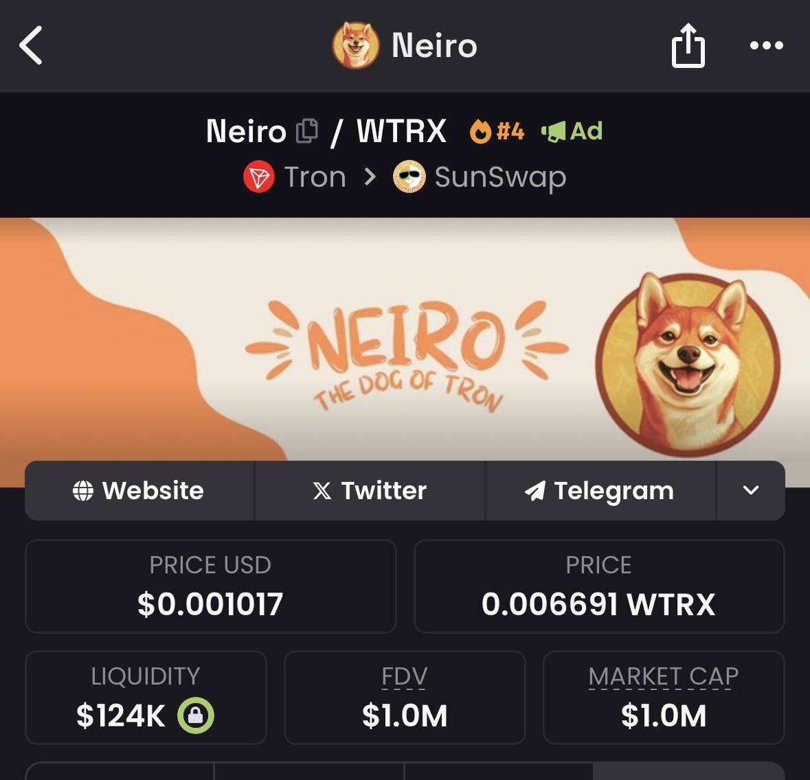 Tron heating up so adding $Nerio to my long term bag, touched almost 2M twice already and holding a good floor.

TCGPc27oyS2x7S5pex7ssyZxZ2edPWonk2