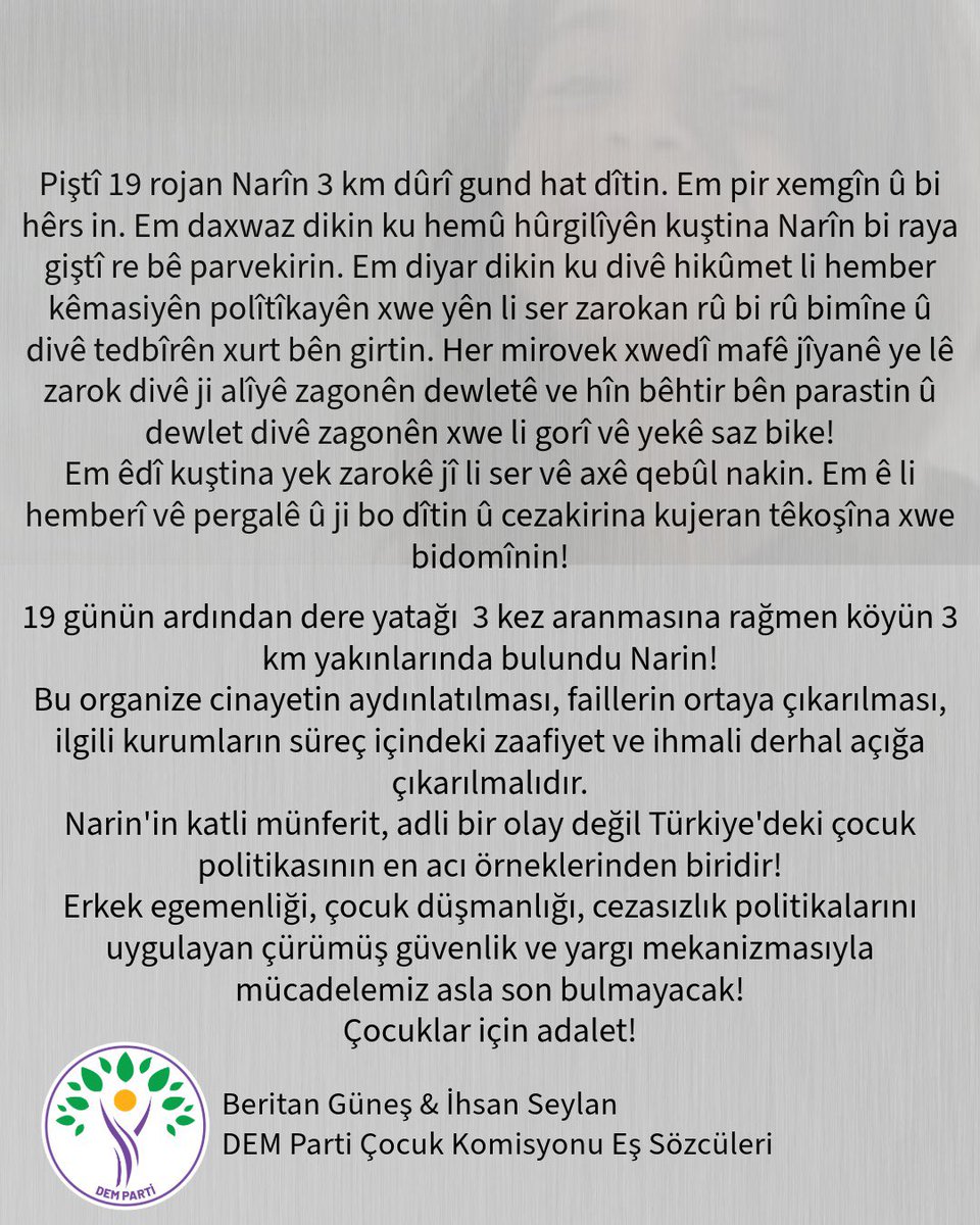 Ji bo zarokan edalet!

Çocuklar için adalet!