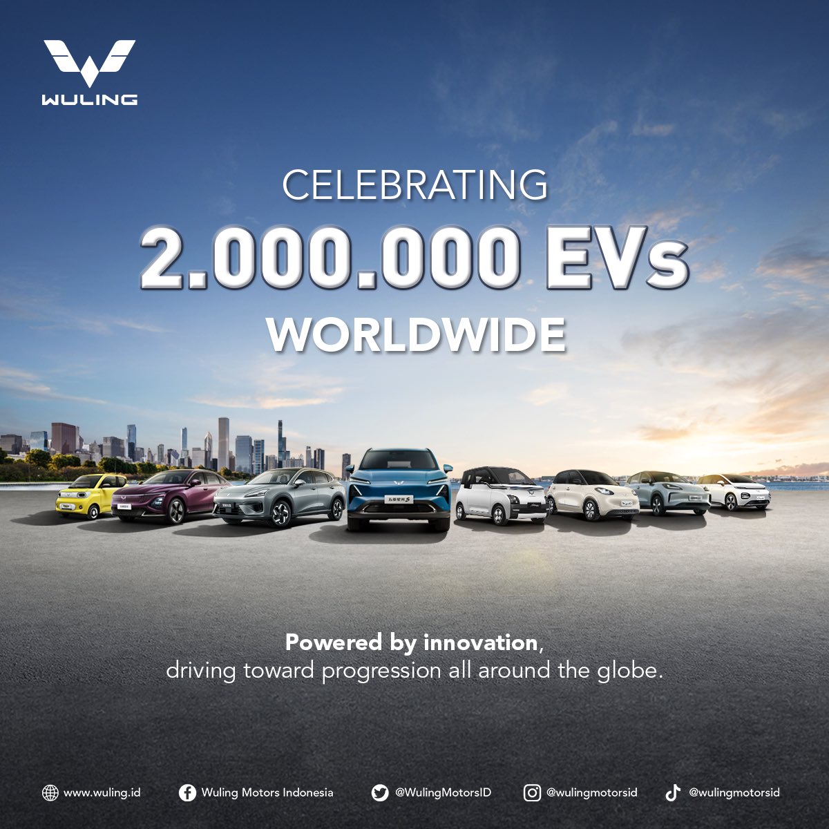 WulingMotorsID's tweet image. Wuling EV mencapai 2 juta unit global

Terima kasih atas kepercayaan Anda, tahun 2024 #WulingEV sudah mencapai 2.000.000 unit secara global. Senafas dg The Wuling Way, kami akan terus berinovasi serta berkomitmen memberikan kendaraan yg sesuai dg kebutuhan Anda.

#WulingMotors