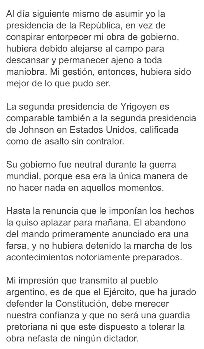 Desde Francia el expresidente Marcelo T. de Alvear realiza una entrevista al diario La Razón donde explica los motivos de la caída del gobierno de Yrigoyen en su visión: