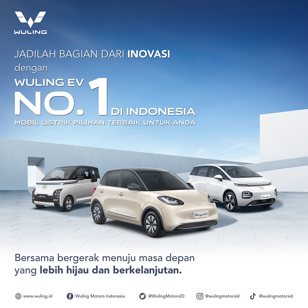 WulingMotorsID's tweet image. Dari Indonesia, utk Indonesia.

Per Juli 2024, #WulingEV menjadi pilihan EV no. 1 bagi masyarakat Indonesia. Kami berkomitmen memberikan pengalaman berkendara yg berkualitas &amp;amp; relevan.

#WulingMotors #DriveForABetterLife #DriveForAGreenLife